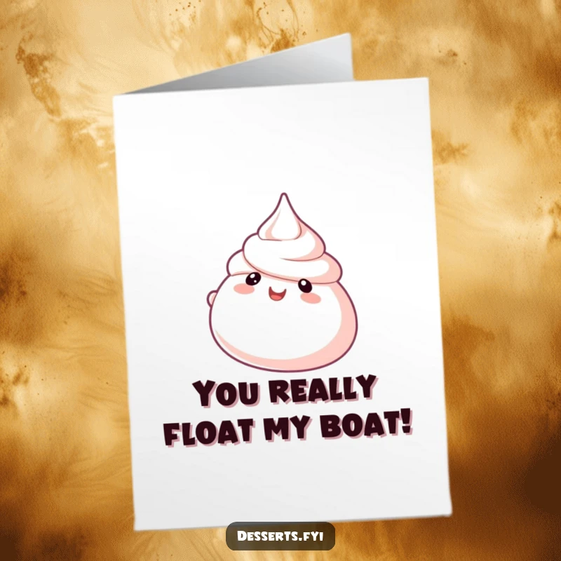 Funny Free Printable Meringue Congratulations Card: Bubbly meringue floating, celebrating success, downloadable DIY gift.