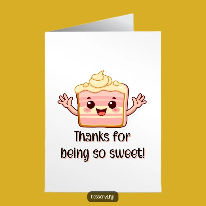 Free Printable Thank You Cake Card - Waving Slice Downloadable Express Gratitude