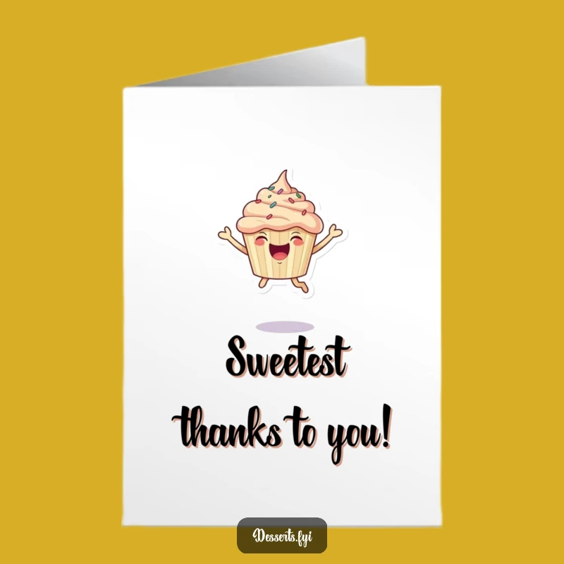 Free Printable Thank You Card: Leaping Cupcake Gratitude, Sprinkles, Funny Downloadable Message