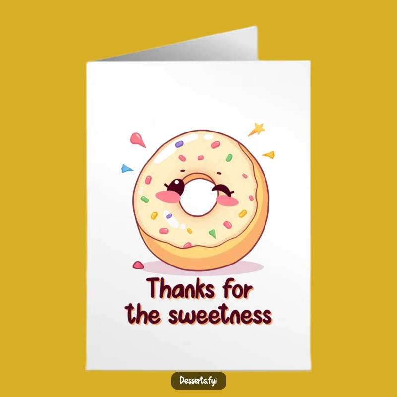 Free Printable Thank You Card: Winking Donut, Candy Dots, Funny Downloadable Gift