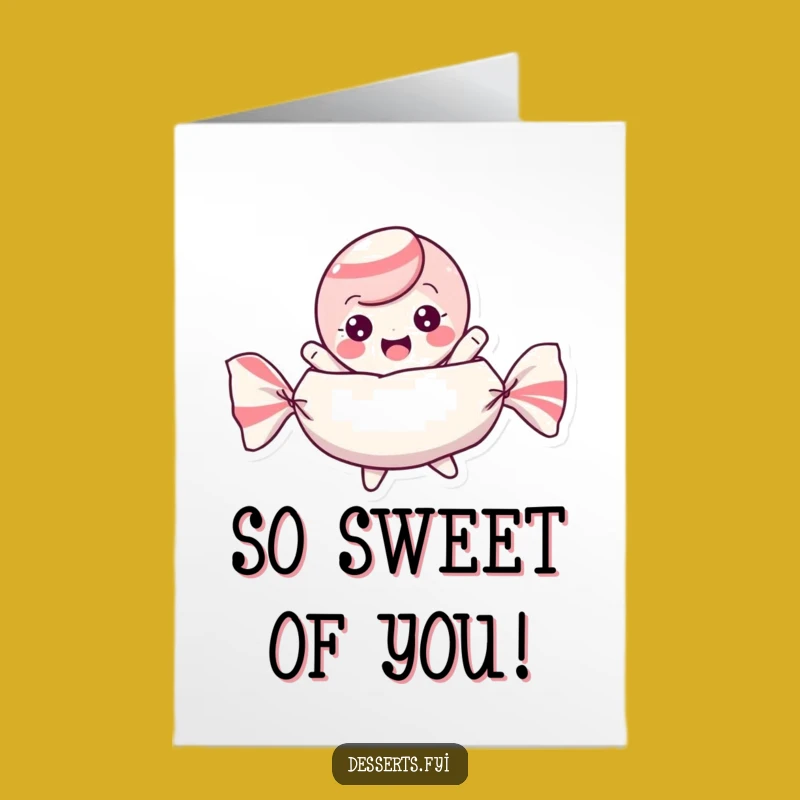 Free Printable Thank You Card: Bouncy Candy Character Thanks You with Sweet Excitement