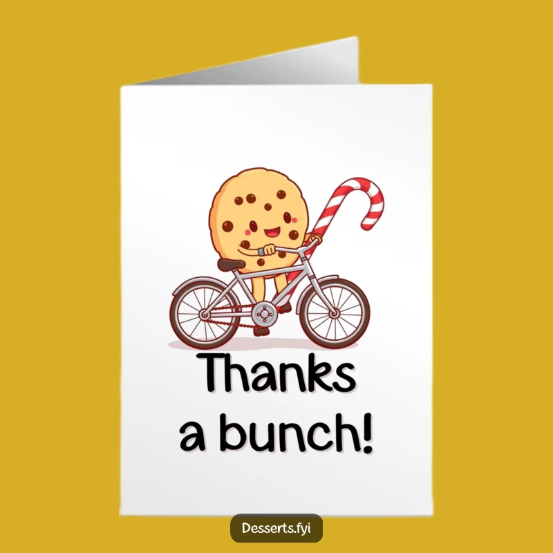 Free Printable Thank You Card: Cookie Cyclist Expressing Gratitude, Downloadable Funny Gift