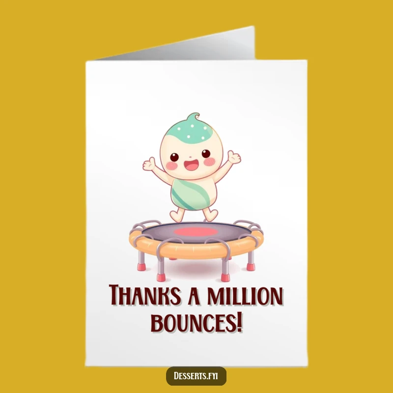 Free Printable Thank You Card: Candy Character Bouncing, Sweet Gratitude Guaranteed