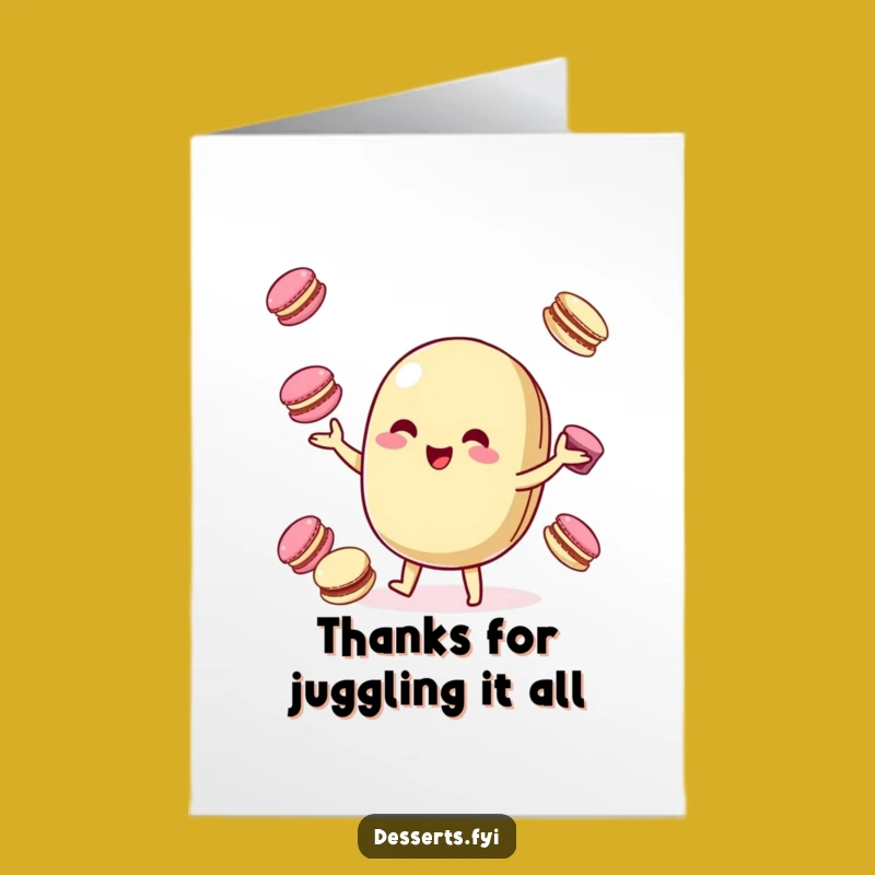 Free Printable Thank You Card: Macaroon Character Expressing Thanks with Flair