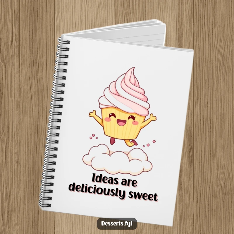 Funny Notebook: A cheerful cupcake character leaps joyfully into whipped cream, inspiring sweet recipes.