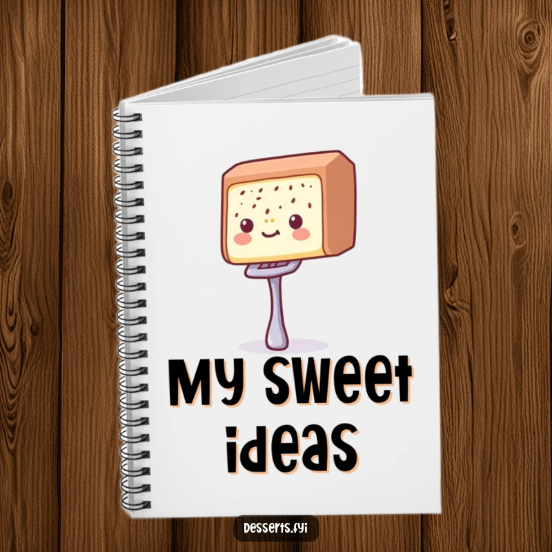 Funny candy bar notebook with a delighted candy bar balancing a tiny fork, perfect for jotting down ideas and sweet inspirations.
