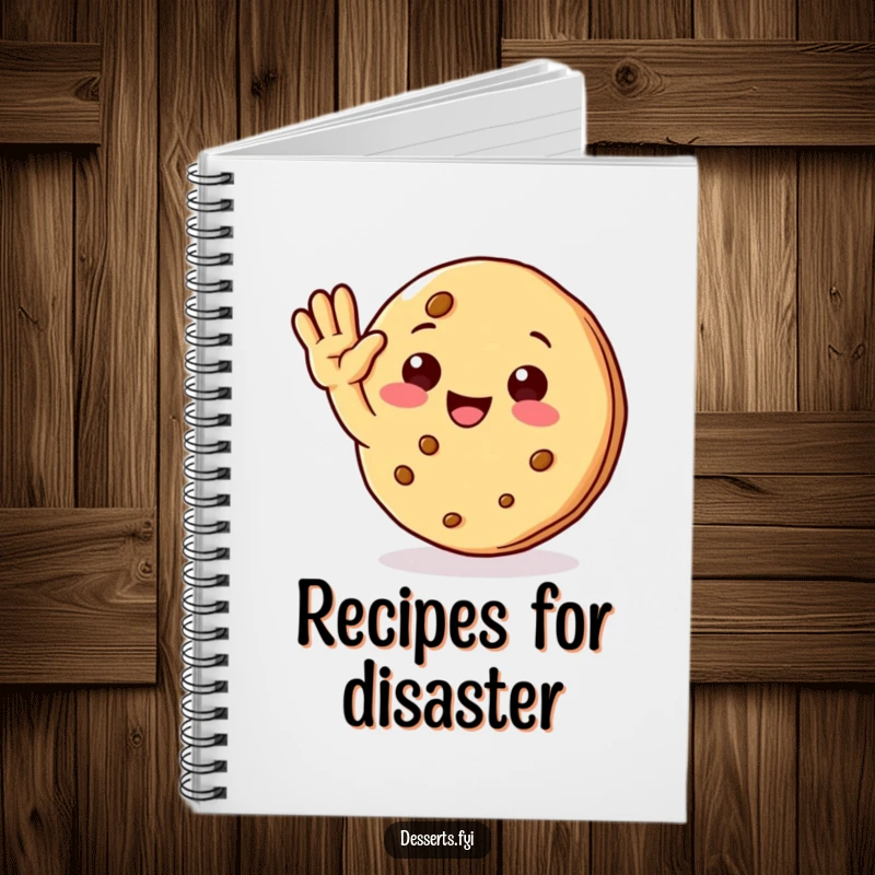 Funny notebook with a delightful cookie character giving a cheerful wave, ideal for writing, drawing, and spreading joy.
