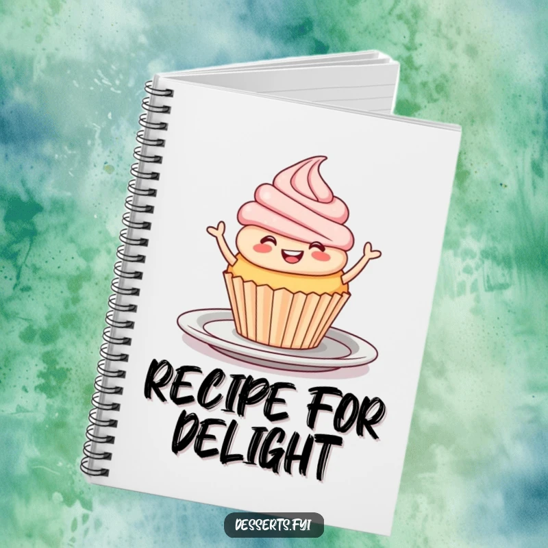 Funny Notebook: A smiling cupcake doing a joyful jig on a plate, perfect for sweet ideas.