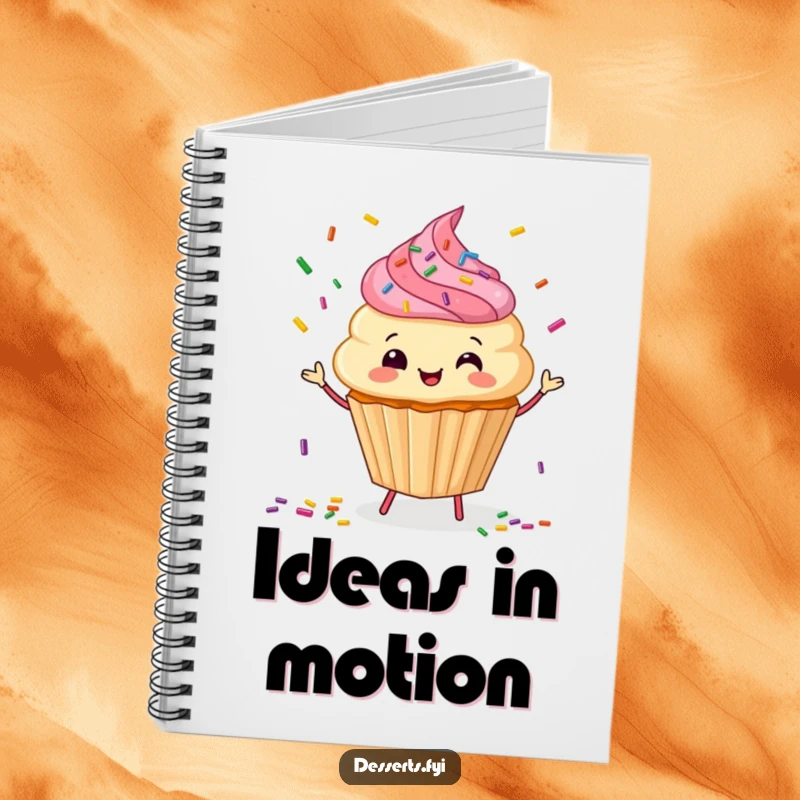 Funny Notebook: A happy cupcake character juggles sprinkles, perfect for jotting down sweet ideas.