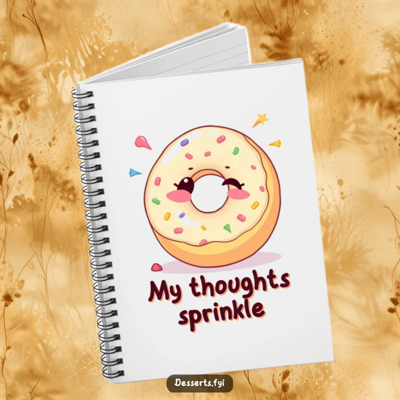 Funny Notebook: A joyful donut character winks and sprinkles candy dots, designed for sweet and humorous writing.
