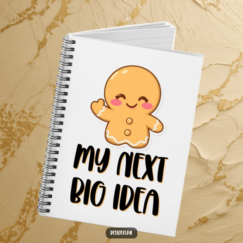 Funny notebook featuring a winking gingerbread cookie giving a cheerful wave, perfect for jotting down ideas with a touch of festive charm.