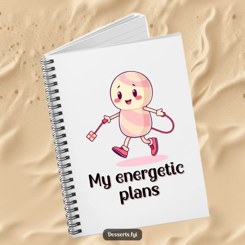 Funny Notebook: An energetic candy character skips rope with a licorice string, inspiring active thoughts and creative journaling.