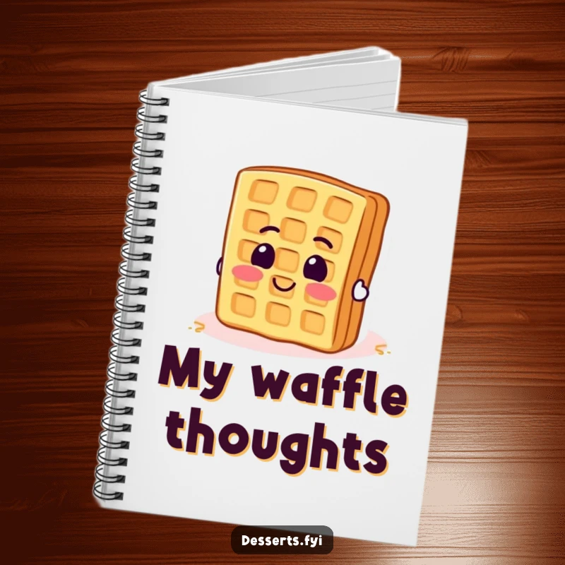 Funny notebook with a smiling waffle enthusiastically trying to flip itself. Perfect for note-taking.