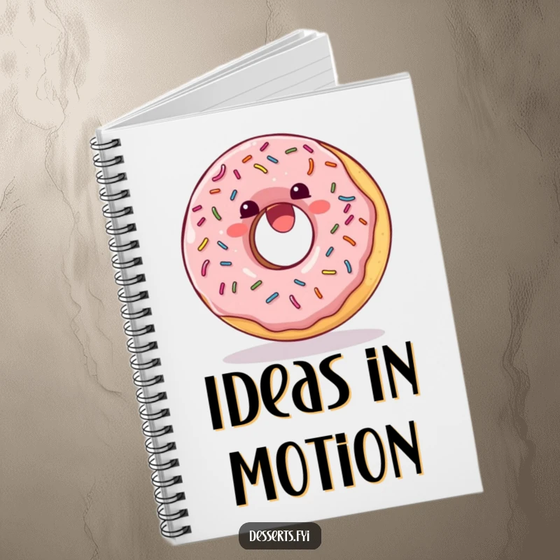 Funny Notebook: A delighted donut with sprinkles doing a joyful somersault, perfect for sweet ideas.