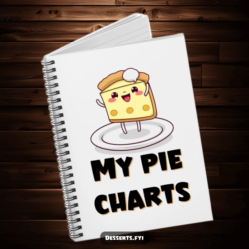 Funny Notebook: A playful pie slice cheerfully does a cartwheel across a plate, designed for energetic and humorous writing.