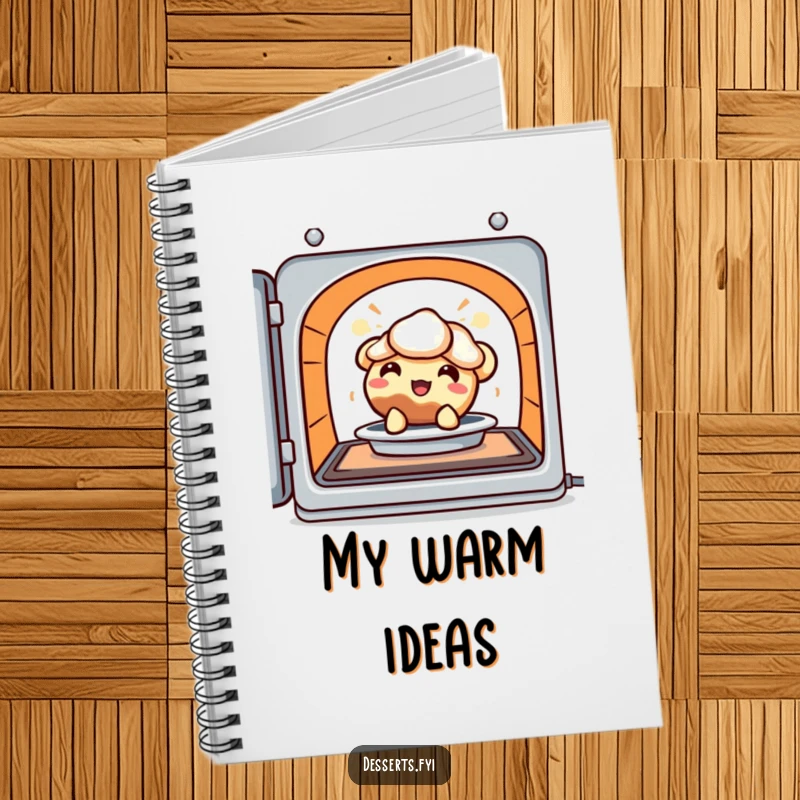 Funny Notebook: A delighted pie character peeks from a warm oven, inspiring sweet thoughts and creative recipe journaling.