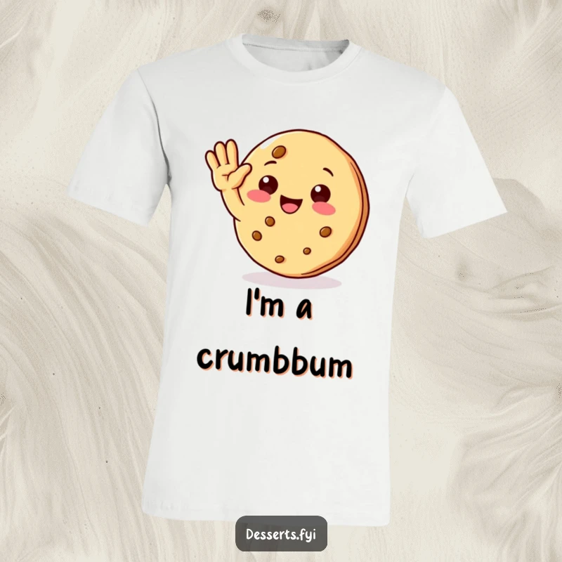 Funny T-shirt showcasing a charming cookie character giving a friendly, cheerful wave, perfect for spreading joy and cheer.