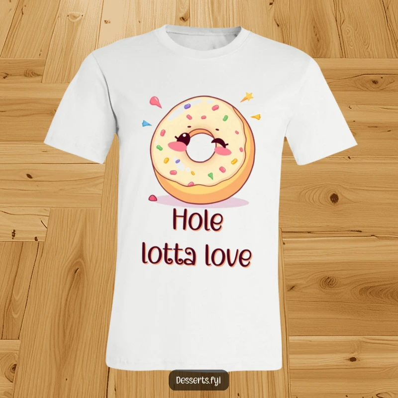 Funny T-Shirt: A joyful donut character winks and sprinkles colorful candy dots, showcasing friendly and humorous vibes.