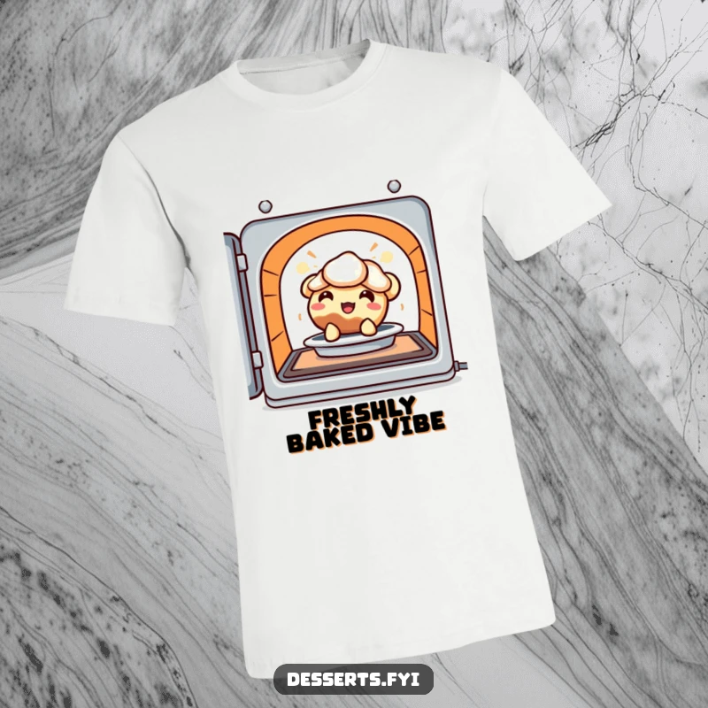 Funny T-Shirt: A delighted pie character peeks out from a warm oven, radiating warmth, sweetness, and a touch of humor.