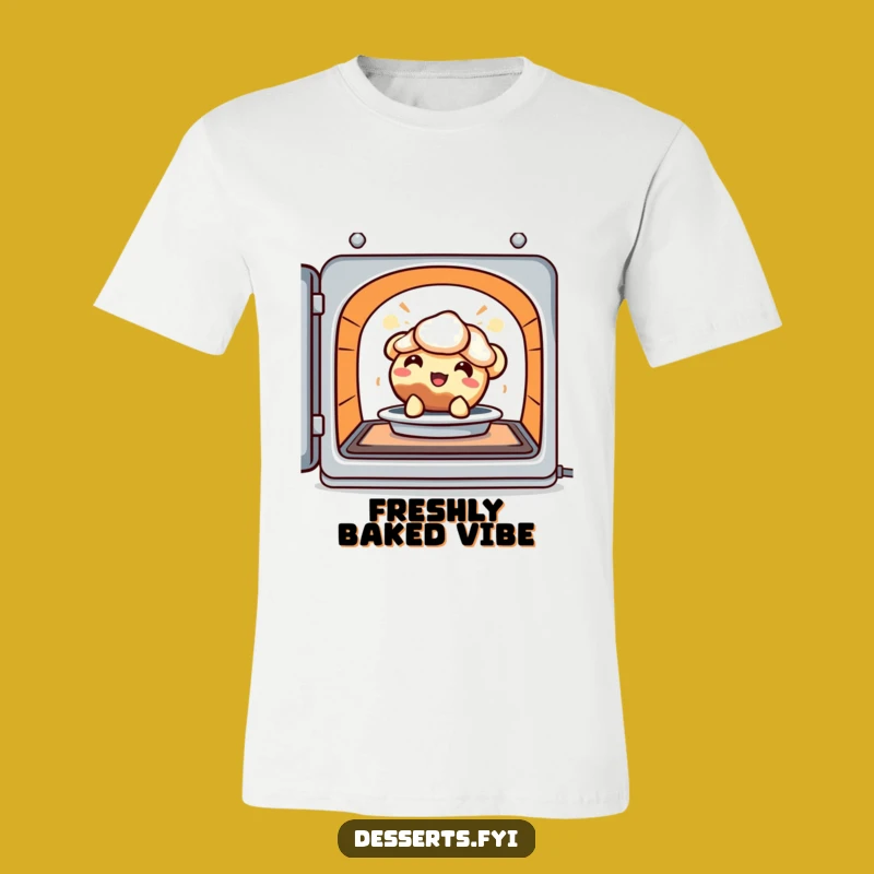 Funny Pie T-Shirt: Delighted Character's Oven Scene for Cozy Style