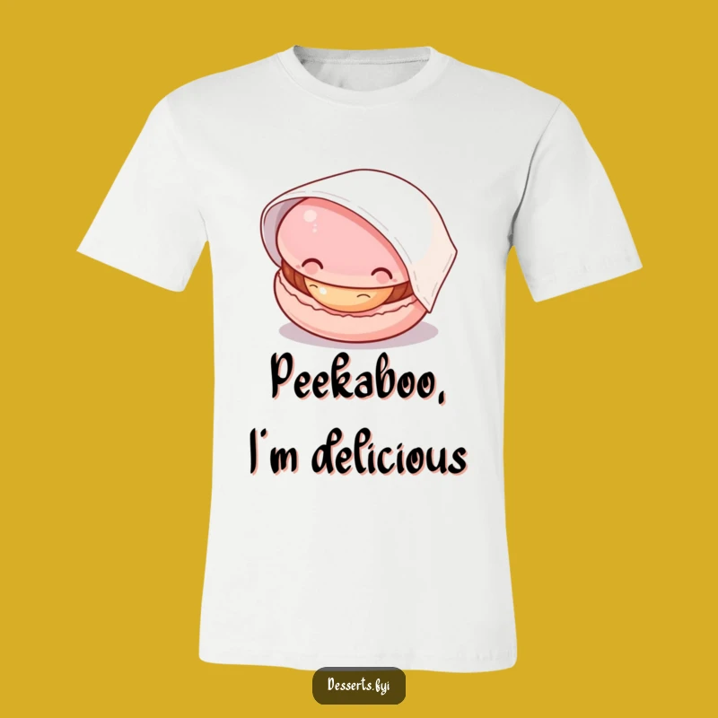 Funny Macaron Peeking T-Shirt: A Curious Pastry Reveal, Ideal Funny Gift for Foodies