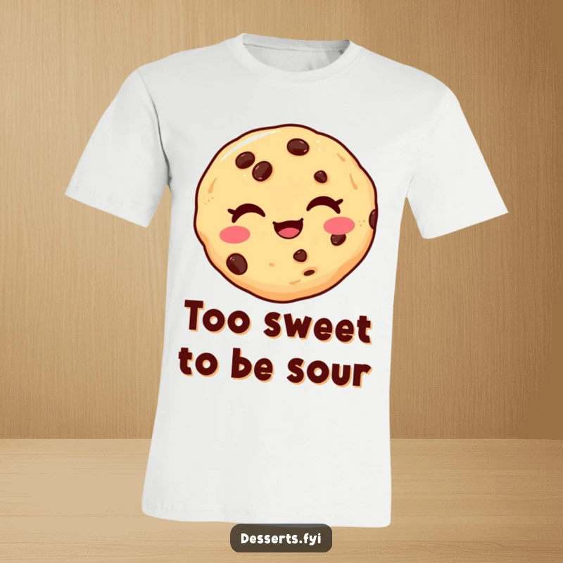 Funny t-shirt showcasing a delighted chocolate chip cookie winking playfully, a perfect and humorous apparel choice for cookie enthusiasts.