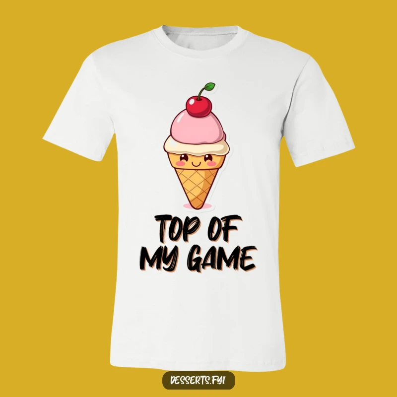 Funny Ice Cream T-Shirt: Smiling Cone Character for Sweet Style and Fun
