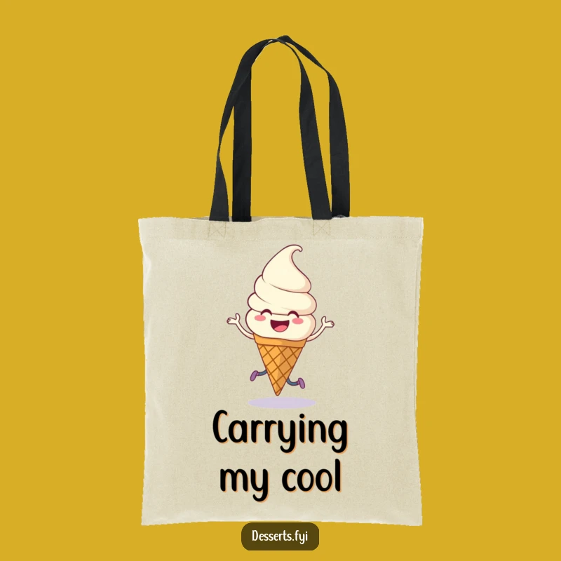 Funny Tote Bag: Dancing Ice Cream Cone, Stylish Bag for Sweet Adventures