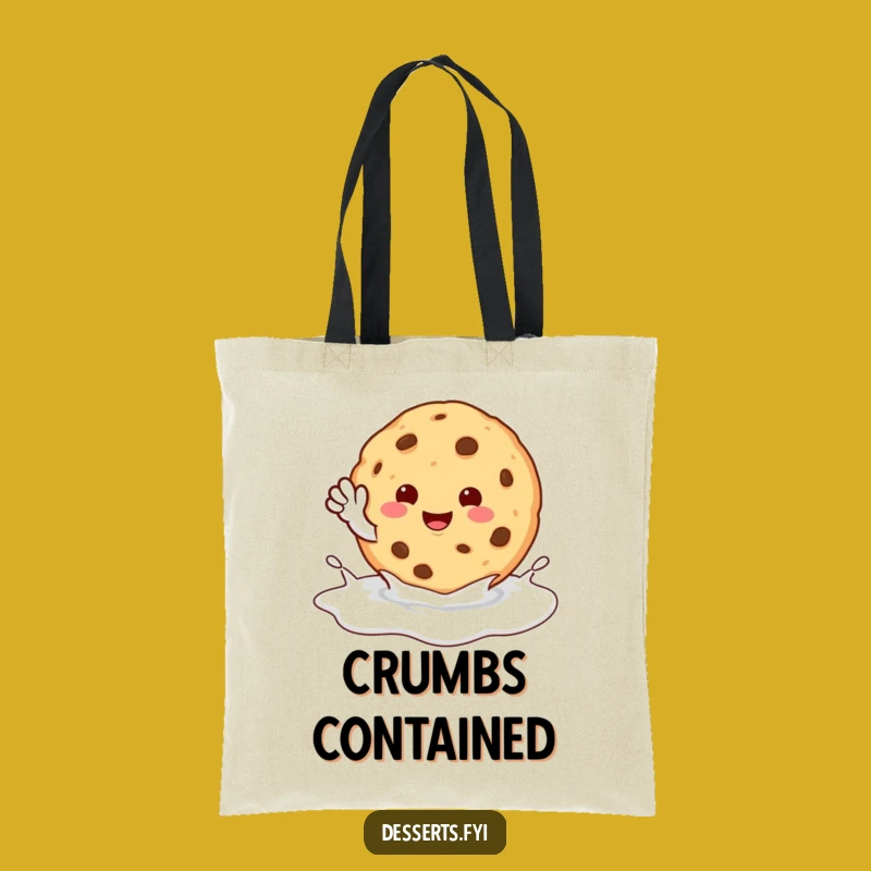 Funny Cookie Wave Tote Bag: Happy Character Milk Puddle - Humorous & Practical Carryall