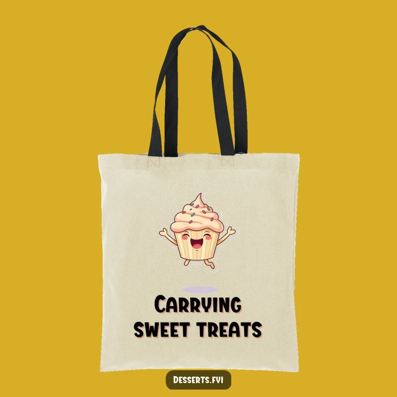 Funny Tote Bag: Leaping Cupcake, Stylish Bag for Carrying Sweet Treats