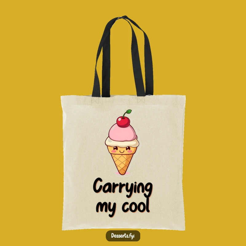 Funny Tote Bag: Smiling Ice Cream Cone for Sweet Style and Practicality